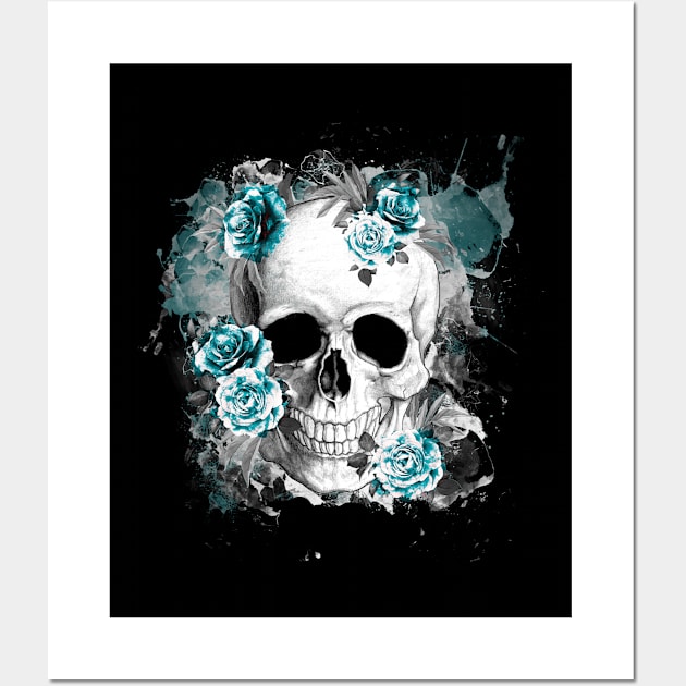 Sage Tribe floral Skull With roses Wall Art by Collagedream